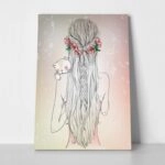 Πινακας σε καμβά HAND DRAWN LONGHAIR YOUNG GIRL WITH CAT