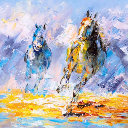 Πινακας σε καμβά HANDPAINTED HORSES - Αλογα Sticky 4