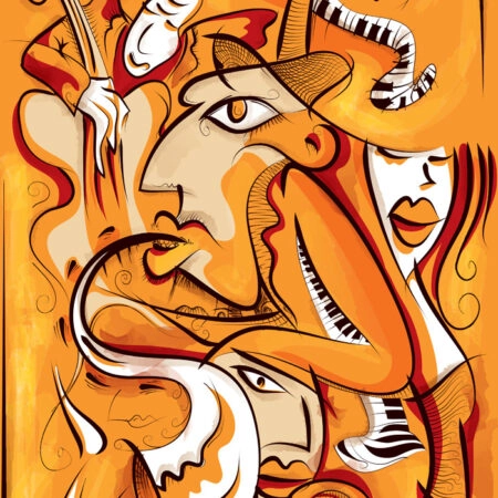 Πινακας σε καμβά JAZZ ABSTRACT - Μουσικη Sticky 4