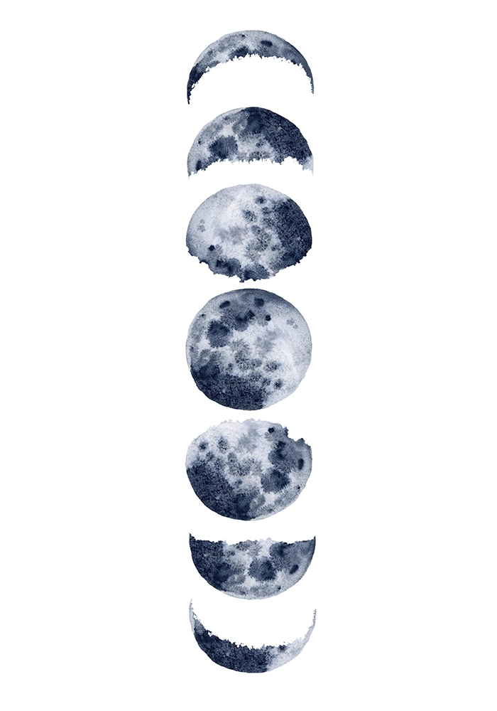 Πινακας σε καμβά MOON PHASES WATERCOLOR