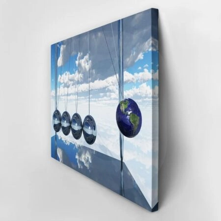 Πινακας σε καμβά NEWTONS CRADLE EARTH 1 - Επιστημη και Υγεια Sticky 2