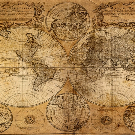 Πινακας σε καμβά OLD WORLD MAP 1746 - Χαρτες Sticky 4