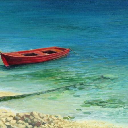 Πινακας σε καμβά RED FISHING BOAT - Βαρκες και Καραβια Sticky 4