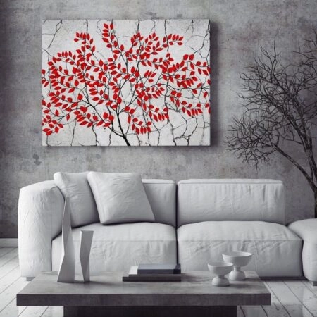 Πινακας σε καμβά RED TREE ON GREY BACKGROUND