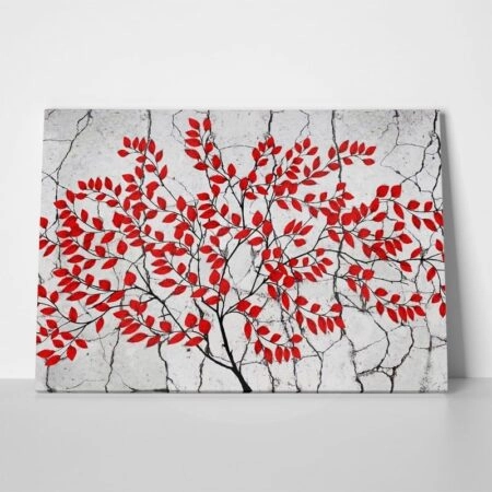 Πινακας σε καμβά RED TREE ON GREY BACKGROUND - Εργα Τεχνης Sticky 1