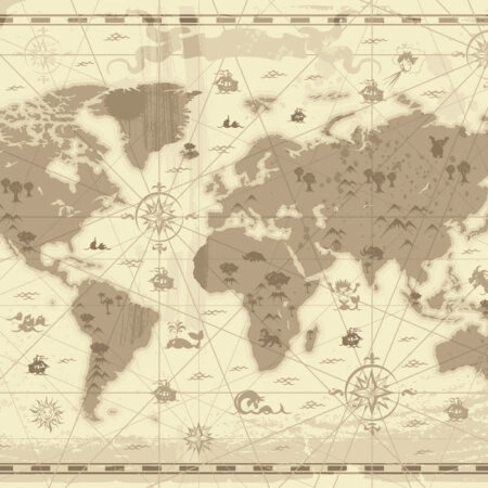 Πινακας σε καμβά RETRO STYLED WORLD MAP - Χαρτες Sticky 4