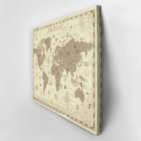 Πινακας σε καμβά RETRO STYLED WORLD MAP - Χαρτες Sticky 2