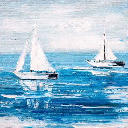 Πινακας σε καμβά SAILBOATS OIL PAINTING - Βαρκες και Καραβια Sticky 5
