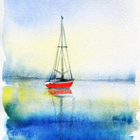 Πινακας σε καμβά SEA WATERCOLOR PAINTING - Πλωτα Sticky 4