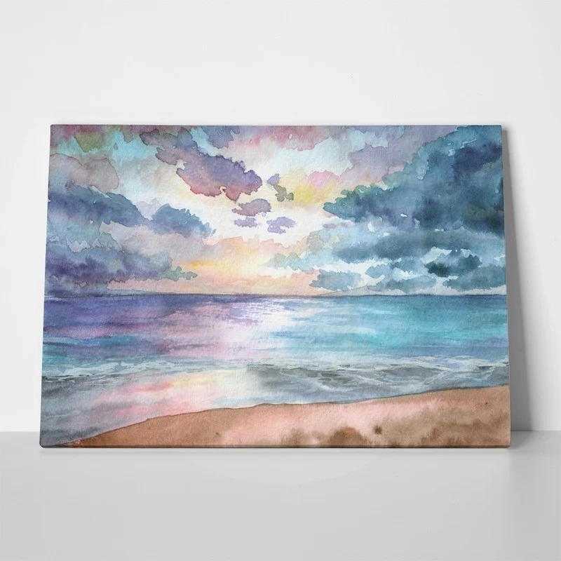 Πινακας σε καμβά SEASCAPE SUNSET WATERCOLOR