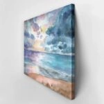 Πινακας σε καμβά SEASCAPE SUNSET WATERCOLOR