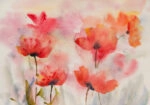 Πινακας σε καμβά STYLIZED POPPY FLOWERS FIELD