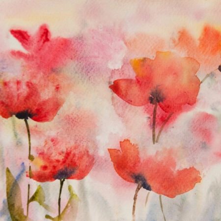 Πινακας σε καμβά STYLIZED POPPY FLOWERS FIELD - Παπαρουνες Sticky 5