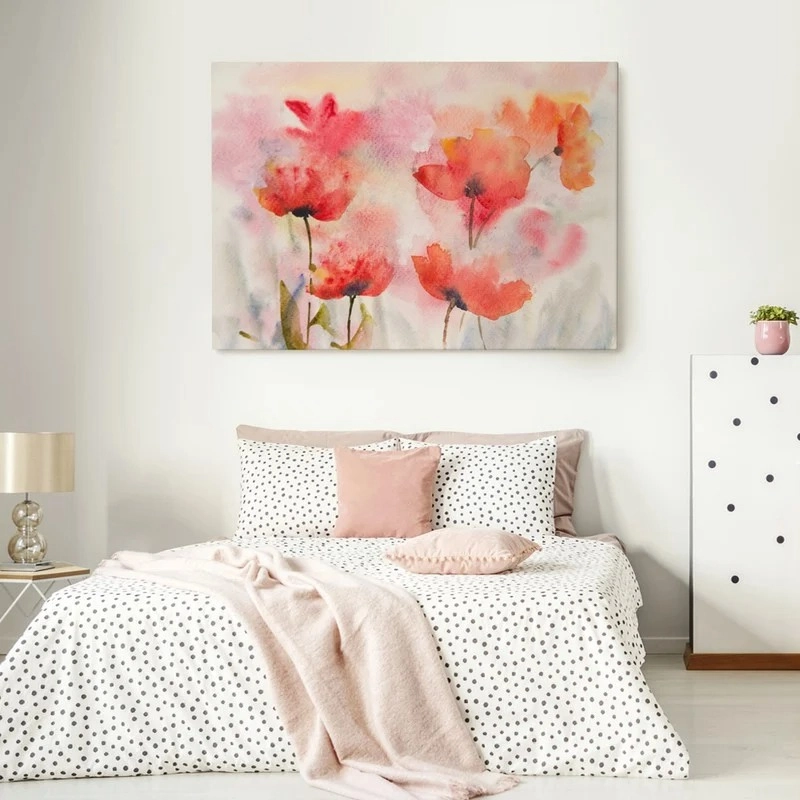Πινακας σε καμβά STYLIZED POPPY FLOWERS FIELD
