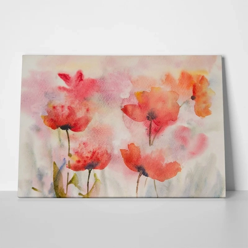 Πινακας σε καμβά STYLIZED POPPY FLOWERS FIELD