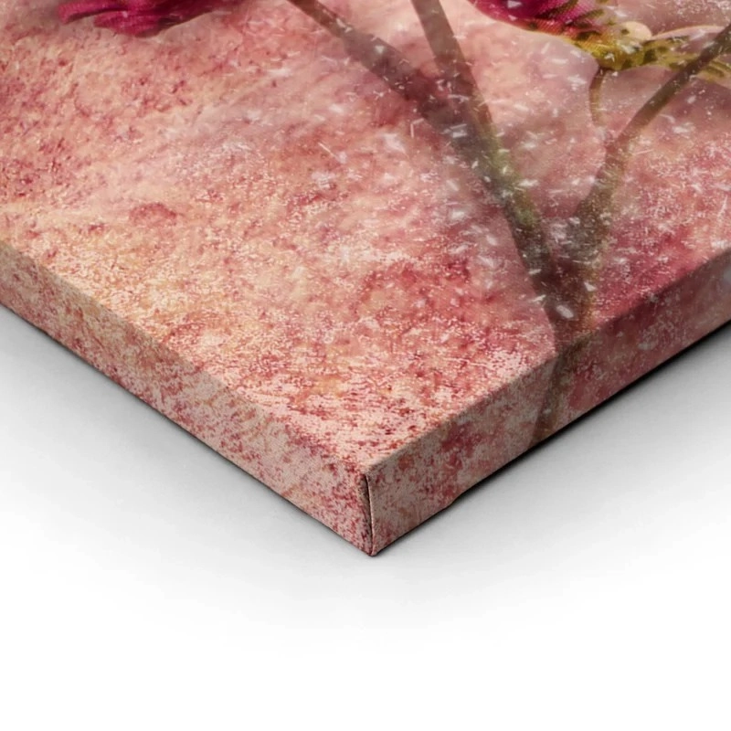 Πινακας σε καμβά TWIG OF FLOWERS ON GRUNGE BACKGROUND