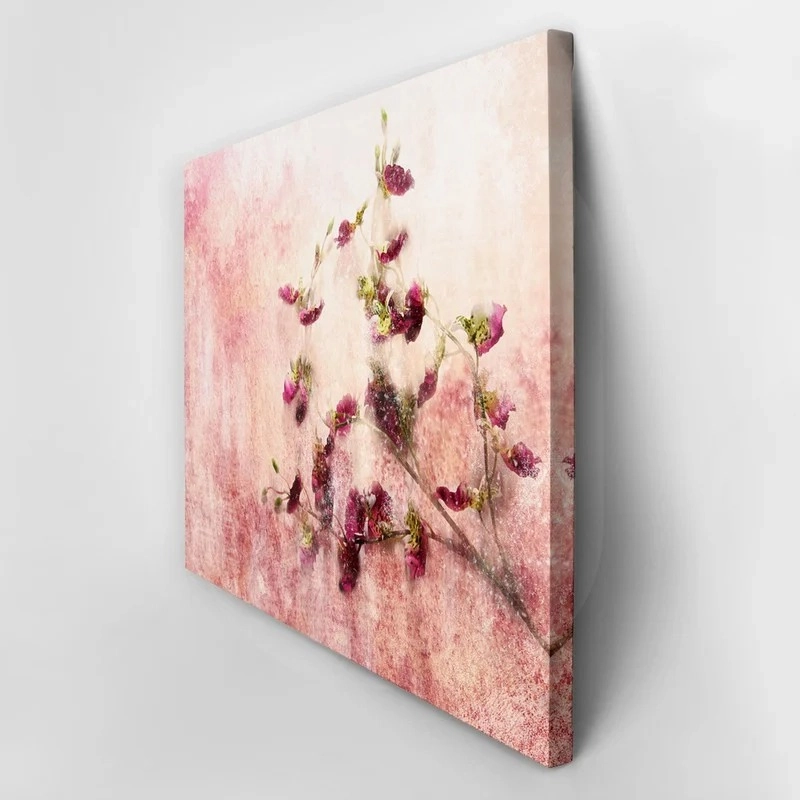 Πινακας σε καμβά TWIG OF FLOWERS ON GRUNGE BACKGROUND