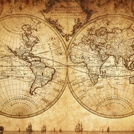 Πινακας σε καμβά VINTAGE WORLD MAP 1733 - Χαρτες Sticky 4