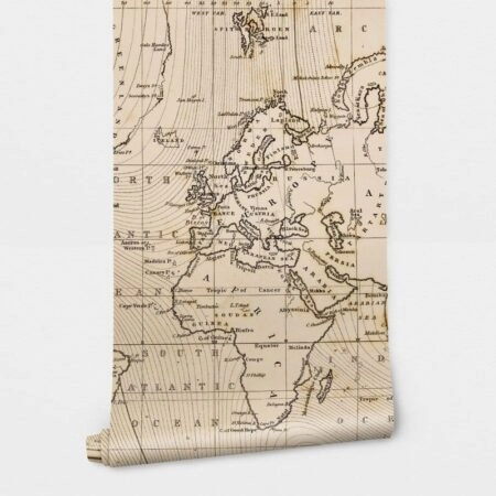 Αυτοκόλλητη Ταπετσαρία τοίχου VINTAGE WORLD MAP - Χάρτες - Πόλεις Sticky 2