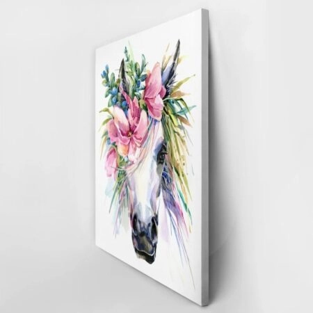 Πινακας σε καμβά WATERCOLOR UNICORN ILLUSTRATION - Αλογα Sticky 2