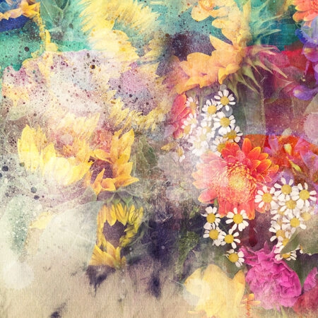 Πινακας σε καμβά ABSTRACT WATERCOLOR SUNFLOWERS - Αφηρημενα και Abstract Sticky 4