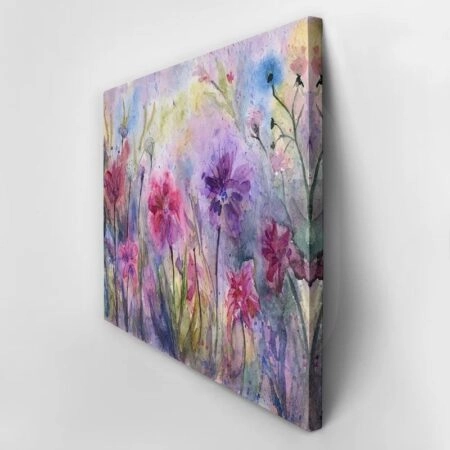 Πινακας σε καμβά ABSTRACT VIOLETS AND HERBS - Floral - Λουλουδια Sticky 2