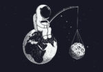 Πινακας σε καμβά ASTRONAUT FISHING MOON
