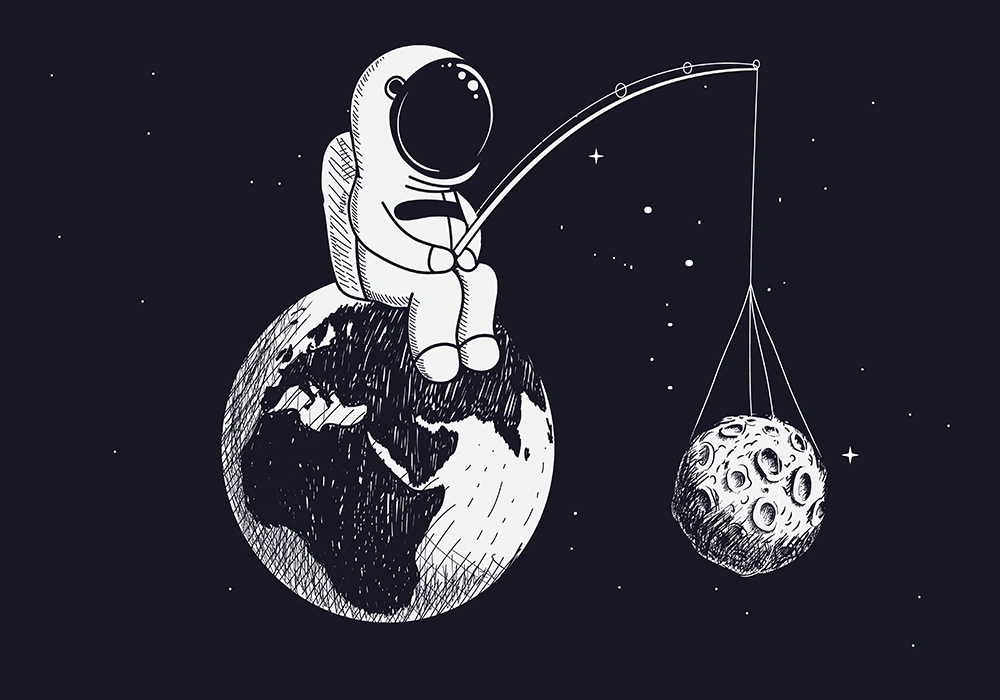 Πινακας σε καμβά ASTRONAUT FISHING MOON