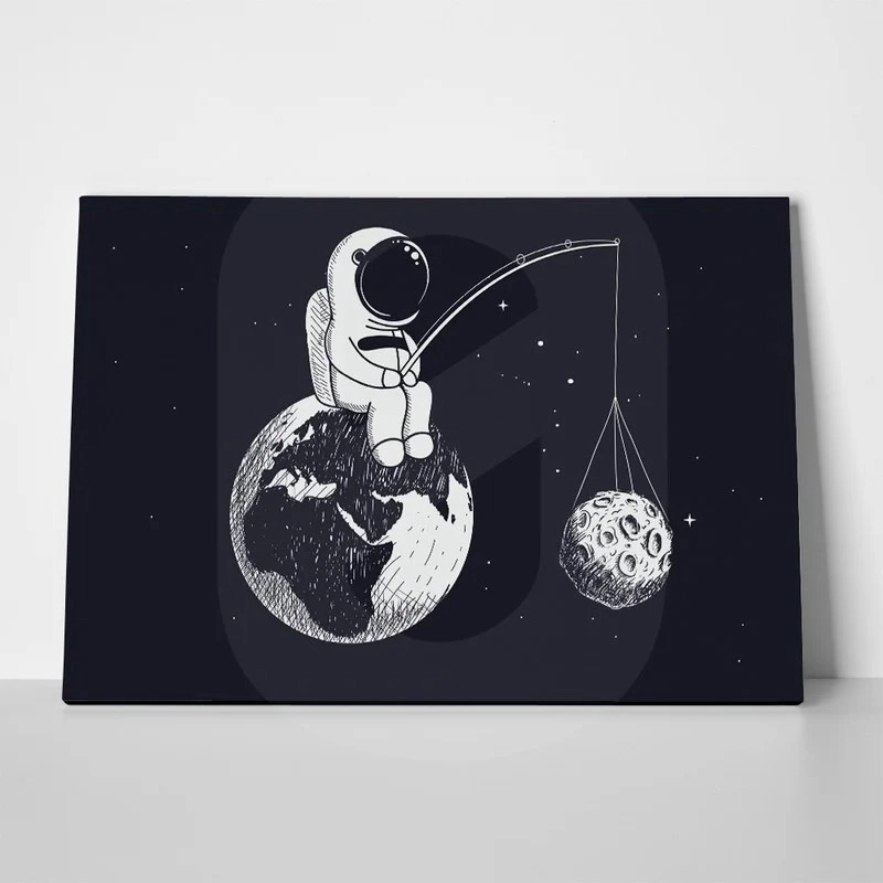 Πινακας σε καμβά ASTRONAUT FISHING MOON