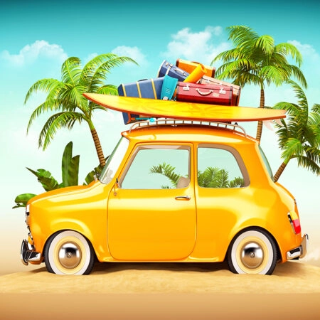 Πινακας σε καμβά BEACH FUNNY RETRO CAR - Αυτοκινητα Sticky 4