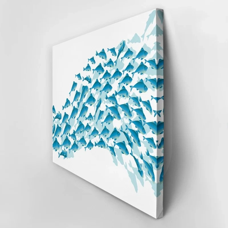 Πινακας σε καμβά BLUE SCHOOL FISH