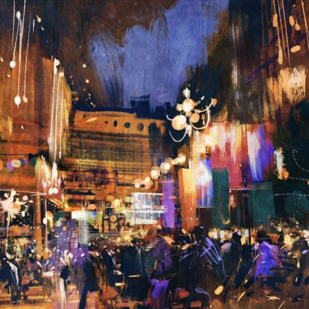 Πινακας σε καμβά COLORFUL NIGHT CITY - Πολεις και Αρχιτεκτονικη Sticky 4