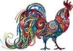 Πινακας σε καμβά COLORFUL PATTERN DRAWING ROOSTER