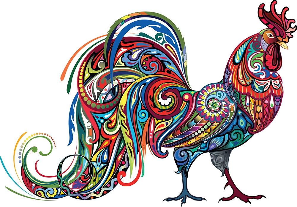Πινακας σε καμβά COLORFUL PATTERN DRAWING ROOSTER