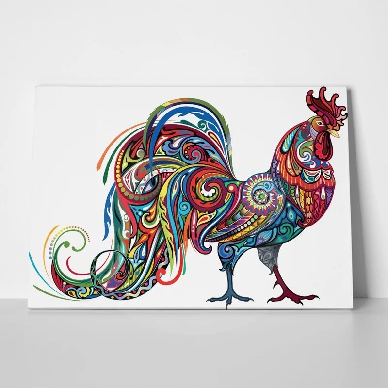 Πινακας σε καμβά COLORFUL PATTERN DRAWING ROOSTER