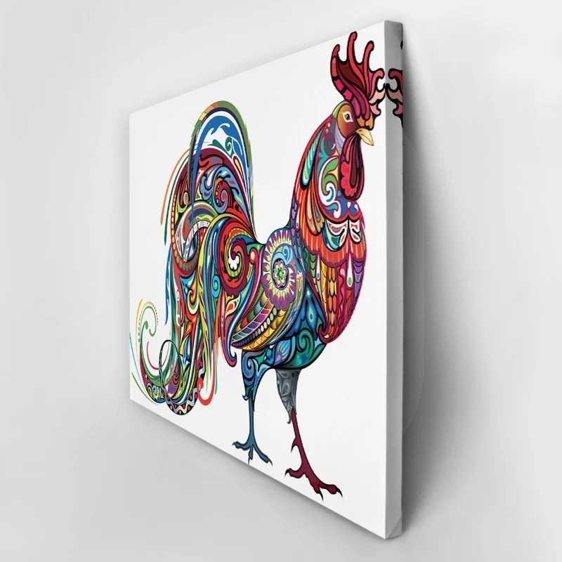 Πινακας σε καμβά COLORFUL PATTERN DRAWING ROOSTER