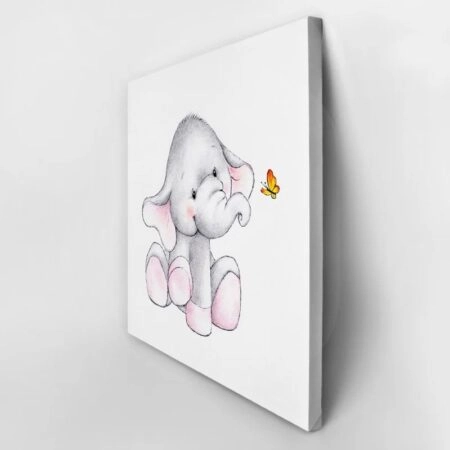Πίνακας σε καμβά CUTE ELEPHANT WITH BUTTERFLY - Παιδικοι και set Sticky 3