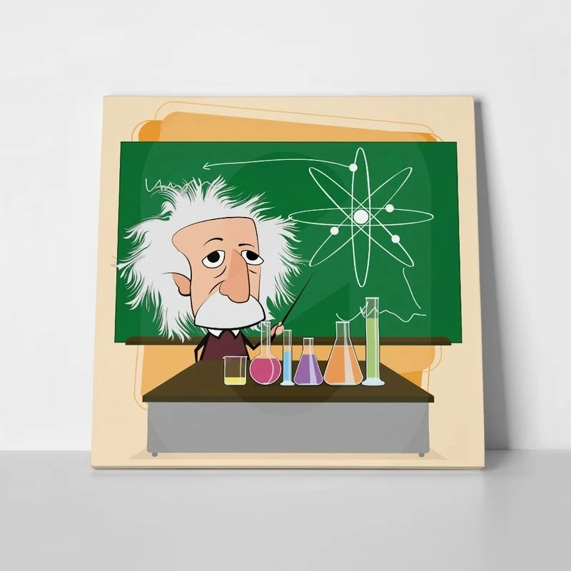 Πίνακας σε καμβά EINSTEIN CARTOON CLASSROOM