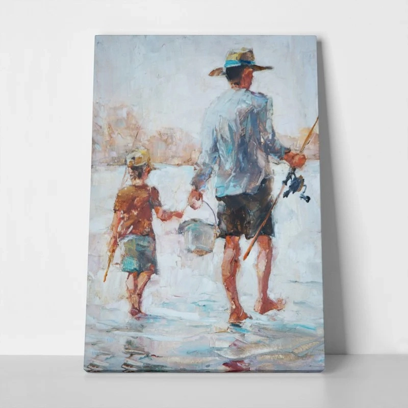 Πινακας σε καμβά FATHER AND SON FISHING