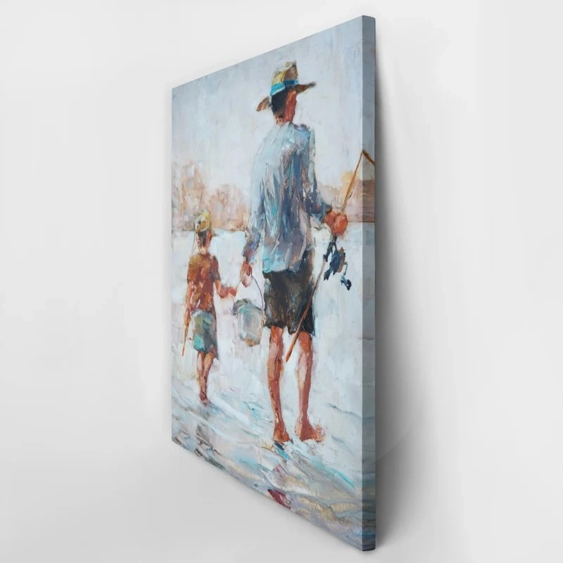 Πινακας σε καμβά FATHER AND SON FISHING