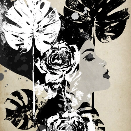 Πινακας σε καμβά FLORAL WOMAN PROFILE - Πορτραιτα και Φιγουρες Sticky 5