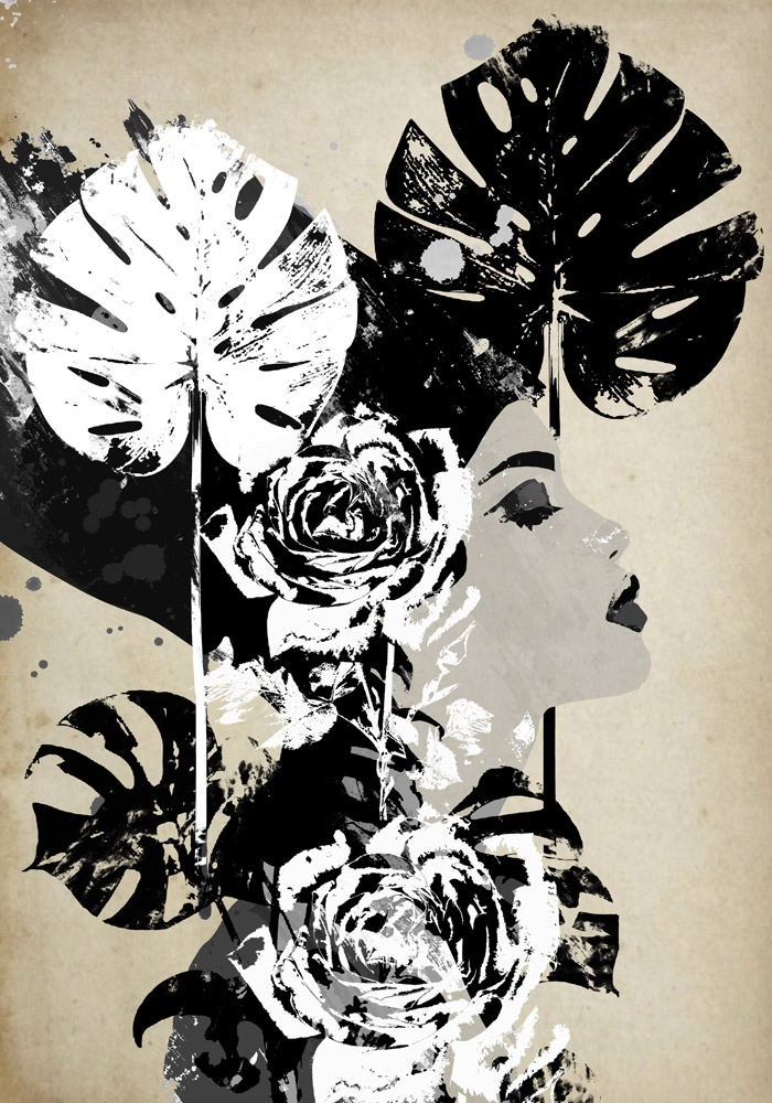 Πινακας σε καμβά FLORAL WOMAN PROFILE