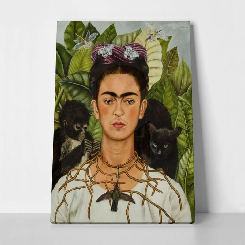Πινακας σε καμβά FRIDA KAHLO - SELF PORTRAIT WITH NECKLACE OF THORNS