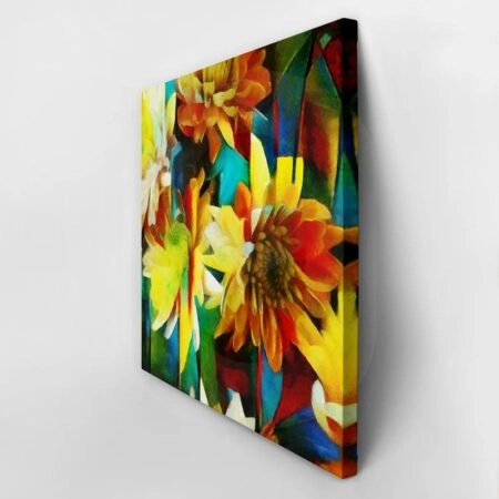 Πίνακας σε καμβά GERBERA AND CHRYSANTHEMUMS CUBISM - Χρυσανθεμα Sticky 2