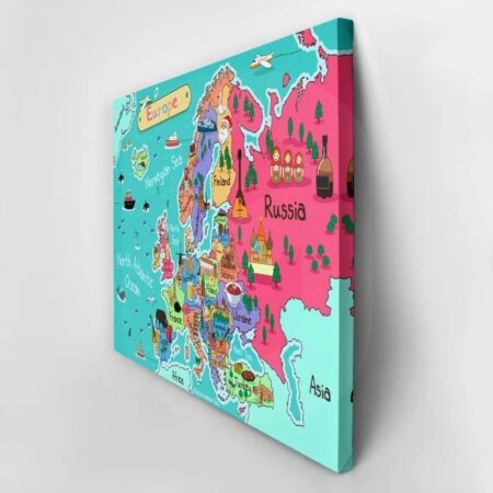 Πινακας σε καμβά ILLUSTRATION EUROPE MAP CARTOON STYLE - Παιδικοι και set Sticky 2