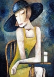 Πινακας σε καμβά LADY IN CAFE