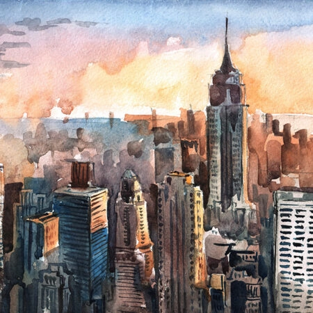 Πινακας σε καμβά MANHATTAN SKYSCRAPERS AT SUNSET - Νεα Υορκη Sticky 4
