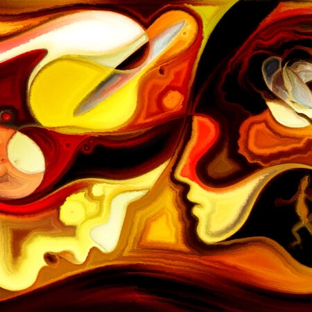 Πινακας σε καμβά PAINTING FEMALE MALE PROFILES RELATIONSHIP - Αφηρημενα και Abstract Sticky 4