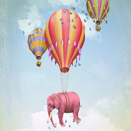 Πινακας σε καμβά PINK ELEPHANT WITH BALLOONS - Εργα Τεχνης Sticky 4