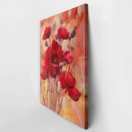 Πινακας σε καμβά RED ROMANTIC POPPY FLOWERS HANDMADE OIL PAINTING - Παπαρουνες Sticky 2